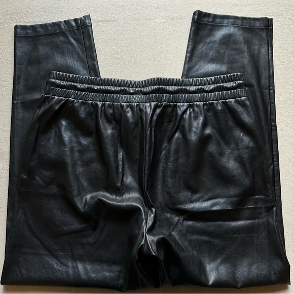 LOFT Faux Leather Straight Leg Black Pants - Picture 5 of 6